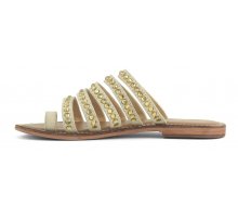 Negozi Online Multi stripes suede sandal with hotfix F08171824-0276
